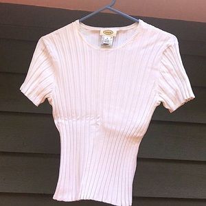 Talbots White Dressy Fitted Short Sleeve Top, Size Medium, Great Condition.